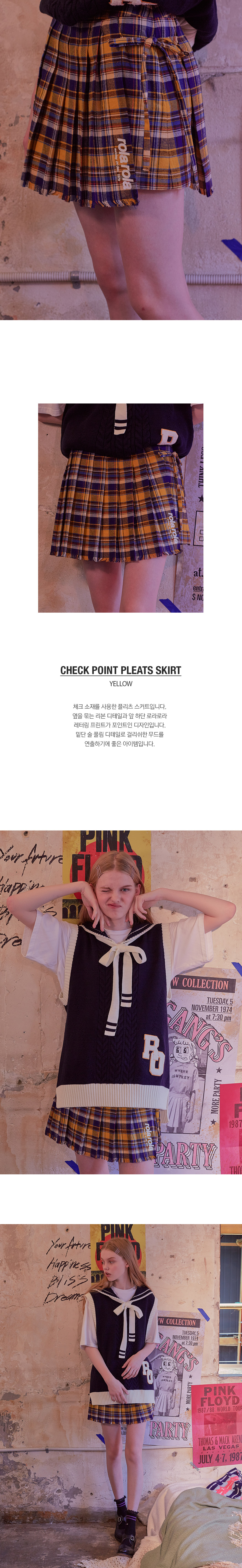 로라로라(ROLAROLA) (SK-18511) CHECK POINT PLEATS SKIRT YELLOW