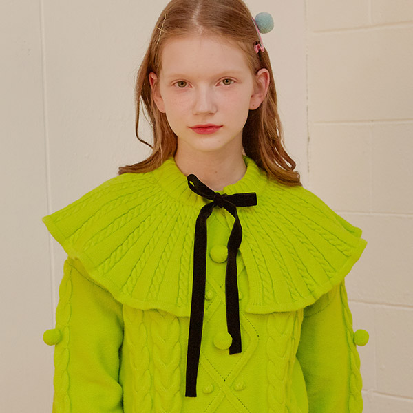 (MF-19737) KNIT CAPE COLLAR LIME