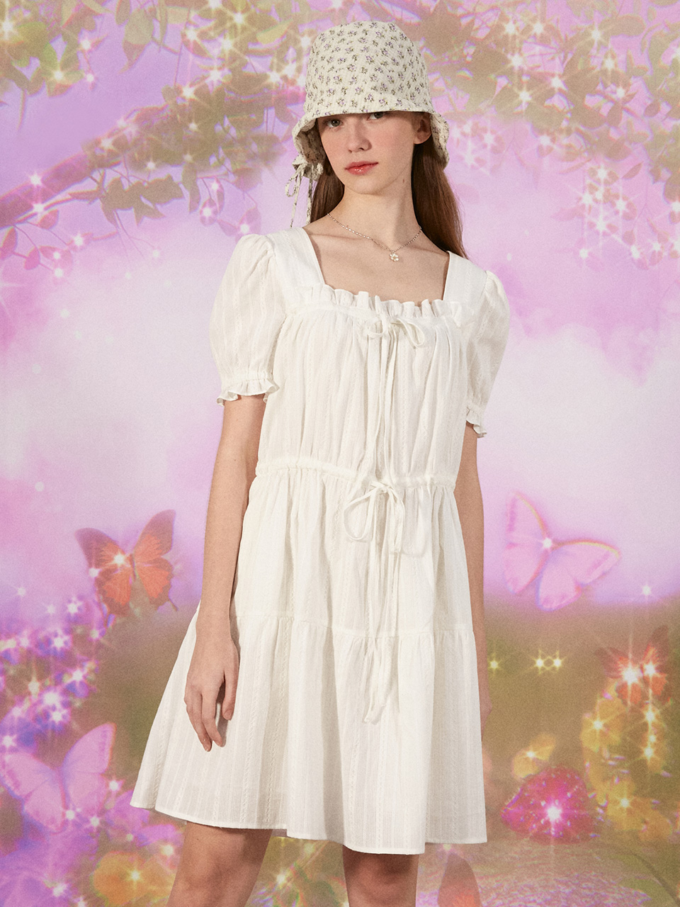(OP-21316) SQUARE NECK ONE-PIECE WHITE