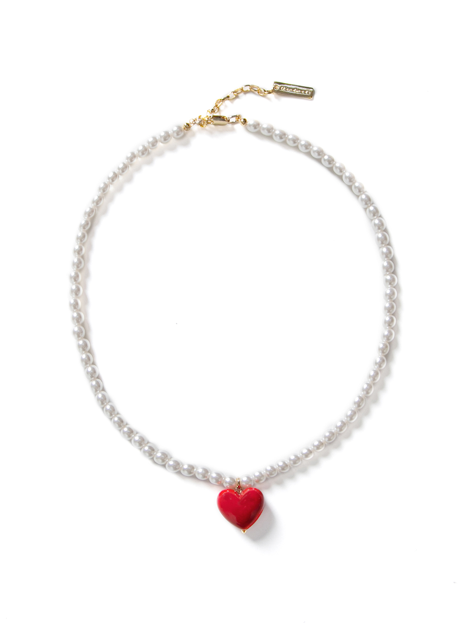 PEARL HEART NECKLACE RED