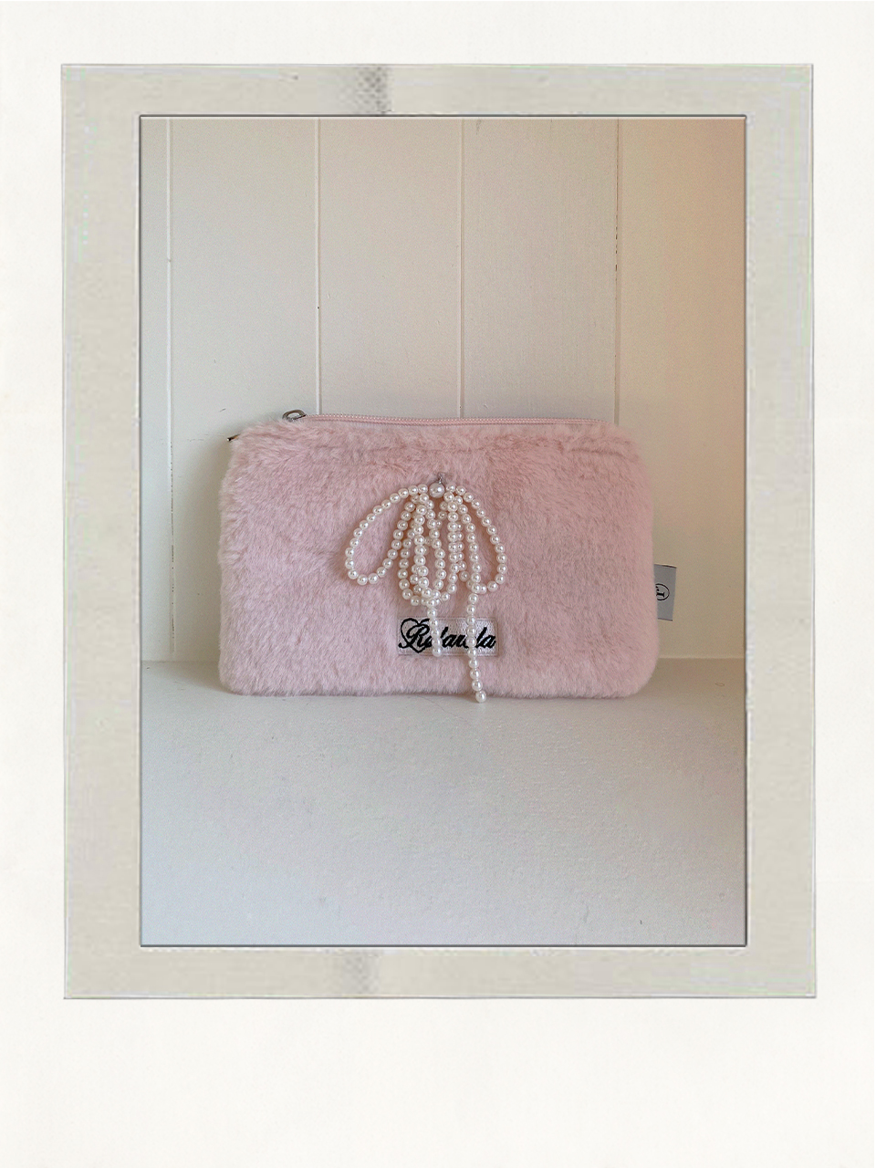 PEARL RIBBON POUCH PINK