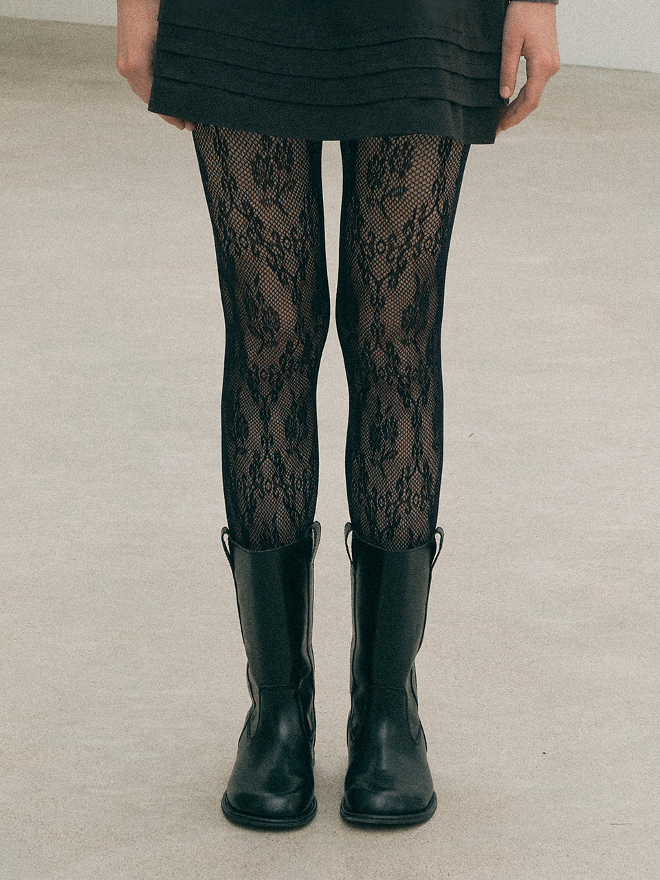ROSE LACE TIGHTS BLACK