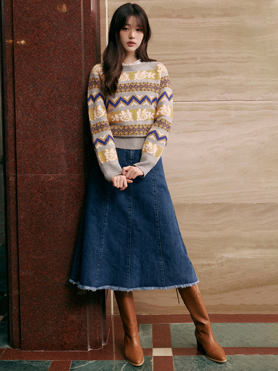 ROLAROLA DUFFLE HALF COAT IVORY 韓国アイドル着用 로라로라