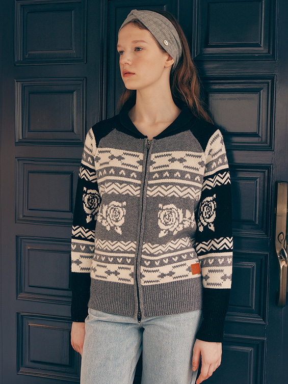 ★2025SS新作★ROLAROLA★VINTAGE FLOWER KNIT ZIP UP 로라로라
