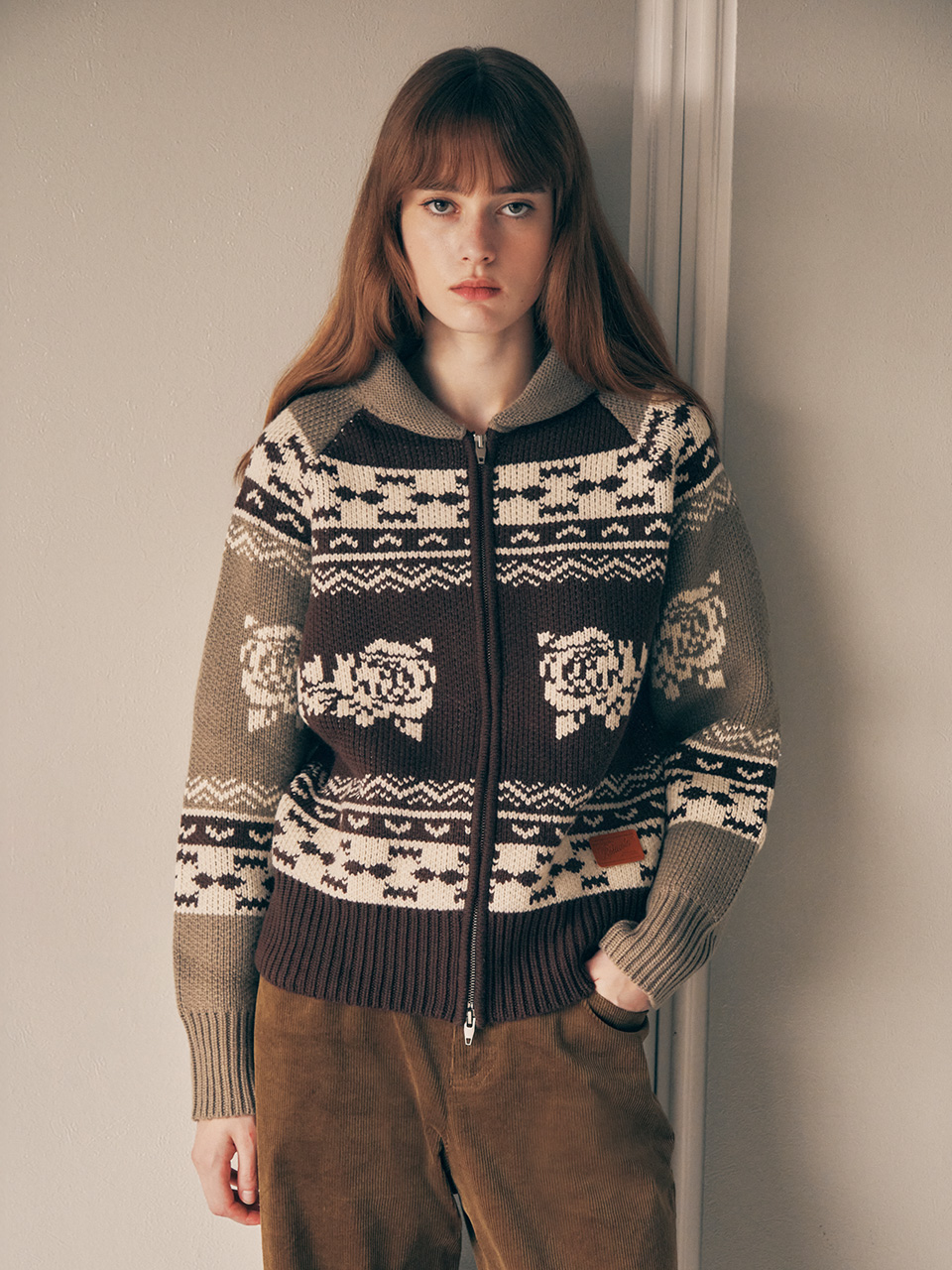 ★2025SS新作★ROLAROLA★VINTAGE FLOWER KNIT ZIP UP 로라로라