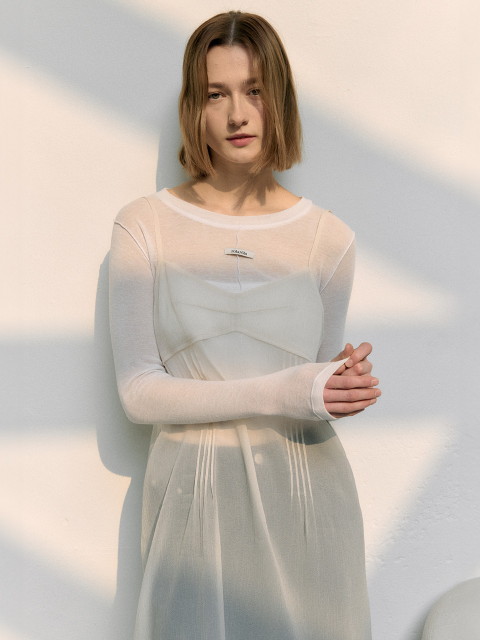 ★rolarola★ PINTUCK SHEER LAYERED ONEPIECE IVORY MUSINSA公式 | ROLAROLA PINTUCK SHEER LAYERED ONEPIECE IVORY