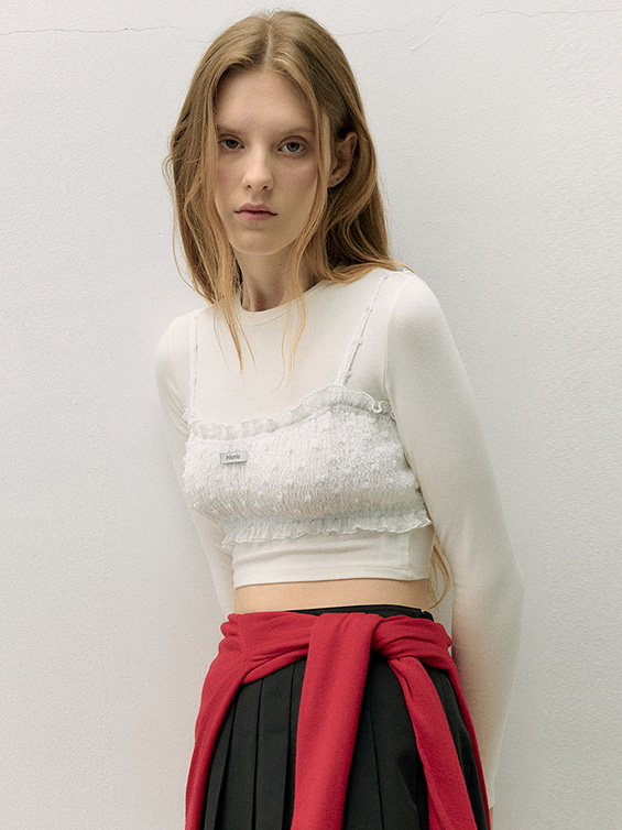 ★ rolarola★ LACE PINTUCK LONG SKIRT SKY 5008471269 로라로라