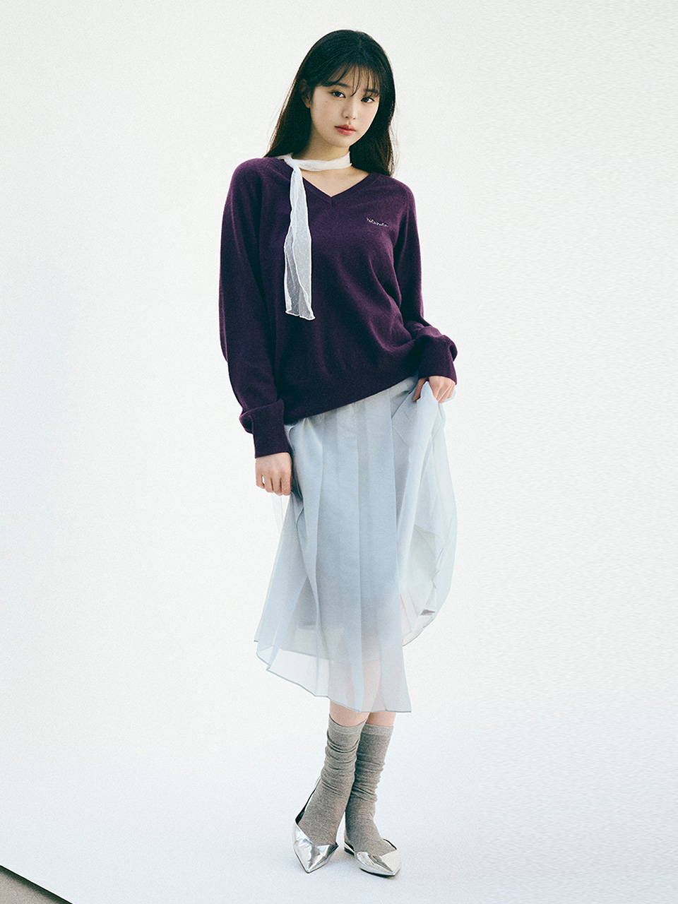 rolarola★韓国人気★PLEATS PANTS SKIRT_全2色★SK-20161 夏スラックス💙ナイロン] もっちりスパンサマーツーピンタック