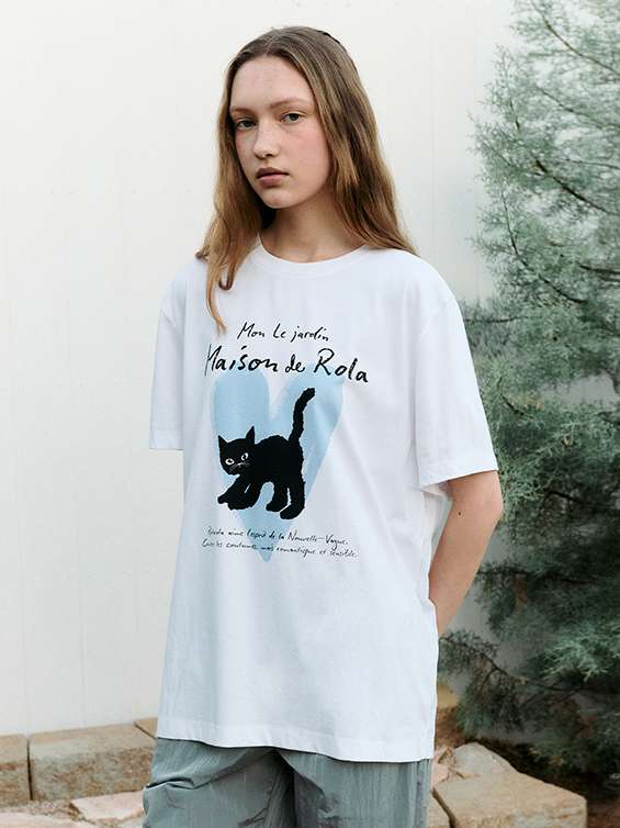 ★rolarola★ ROLA CAT FRIENDS TSHIRT WHITE rolarola 로라로라 | hello, Rocat ! 🐈‍⬛ ROLA CAT FRIENDS T