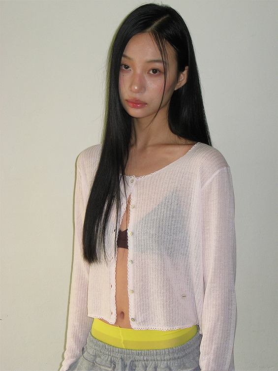 トップス rolarola LAYERED KNIT CARDIGAN GY+PK rolarola 로라로라 | 26SP_BEST ITEM🎉 LAYERED KNIT CARDIGAN 오픈